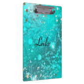 Blauwgroen Blauw Sparkly Glitter Name Aqua Klembord (Rechts)
