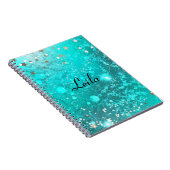 Blauwgroen blauw Sparkly Glitter Name Aqua Notitie Notitieboek (Rechterzijde)