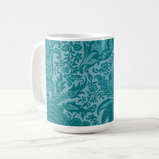 Blauwgroen Blauw Stijl Kunst Mok Cup (Voorkant links)