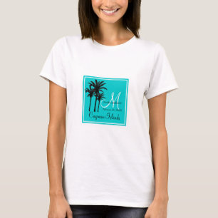 Blauwgroen Blauw Strand Trouwpalmbomen T-shirt