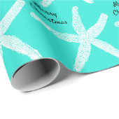 Blauwgroen blauw strand voor prettige kerststaarte cadeaupapier (Rol Hoek)