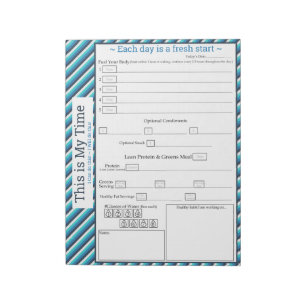 Blauwgroen/blauw Striped 5-1 maaltijdtracker Notitieblok