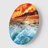 Blauwgroen blauw Surf Oranje Sunset Grote Klok (Hoek)