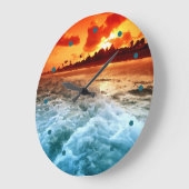 Blauwgroen blauw Surf Oranje Sunset Grote Klok (Hoek)