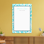 Blauwgroen Blauw Swirl Damask Bat Mitzvah Inloggen Canvas Afdruk (Insitu (Woonkamer))