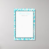 Blauwgroen Blauw Swirl Damask Bat Mitzvah Inloggen Canvas Afdruk (Voorkant)