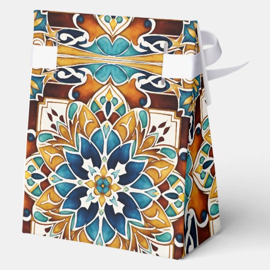 Blauwgroen blauw talavera tegels  Mexicaans bruilo Bedankdoosjes (Achterkant)