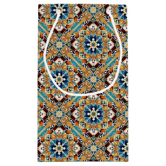 Blauwgroen blauw talavera tegels  Mexicaans bruilo Klein Cadeauzakje (Achterkant)