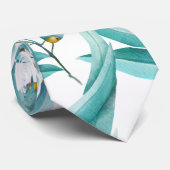 Blauwgroen blauw tan waterverf gebladerte zomerpat stropdas (Opgerold)