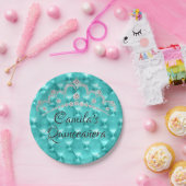 Blauwgroen blauw Tiara Quinceañera feest Papieren Bordje (Feest)