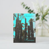 Blauwgroen blauw tiki thema begroeting briefkaart (Staand voorkant)