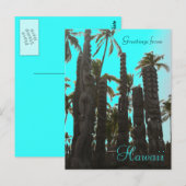 Blauwgroen blauw tiki thema begroeting briefkaart (Voorkant / Achterkant)
