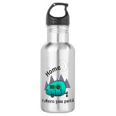 Blauwgroen blauw trapezium waterfles  (Voorkant)