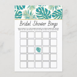 Blauwgroen blauw tropisch blad bridal bingo game c informatiekaartje