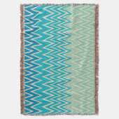 Blauwgroen blauw, turquoise en groene zigzags deken (Voorkant Verticaal)