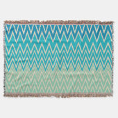 Blauwgroen blauw, turquoise en groene zigzags deken (Voorkant)