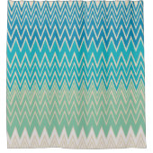 Blauwgroen blauw, turquoise en groene zigzags douchegordijn (Voorkant)
