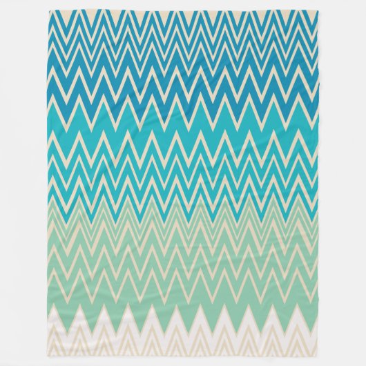Blauwgroen blauw, turquoise en groene zigzags fleece deken (Voorkant)