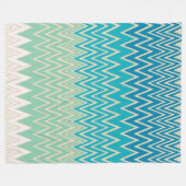 Blauwgroen blauw, turquoise en groene zigzags fleece deken (Voorkant (Horizontaal))
