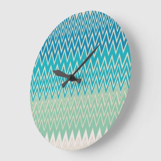 Blauwgroen blauw, turquoise en groene zigzags grote klok (Hoek)