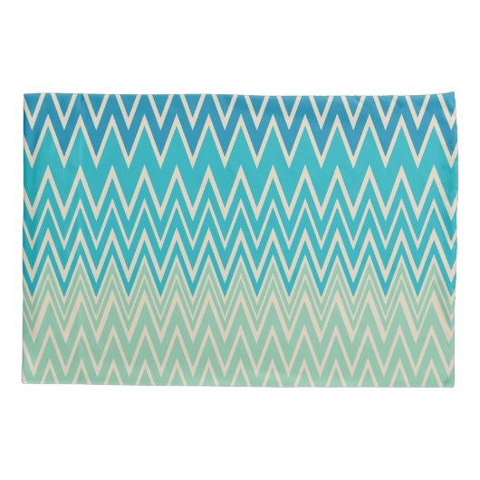 Blauwgroen blauw, turquoise en groene zigzags kussensloop (Achterkant)