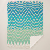 Blauwgroen blauw, turquoise en groene zigzags sherpa deken (Voorkant)