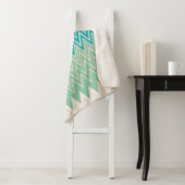 Blauwgroen blauw, turquoise en groene zigzags sherpa deken (In situ)