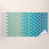 Blauwgroen blauw, turquoise en groene zigzags strandlaken (Voorkant)