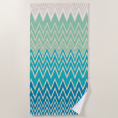 Blauwgroen blauw, turquoise en groene zigzags strandlaken (Voorkant)
