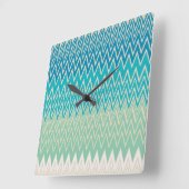 Blauwgroen blauw, turquoise en groene zigzags vierkante klok (Hoek)