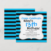 Blauwgroen blauw Turquoise en wit Stripes Patroon Kaart (Voorkant / Achterkant)