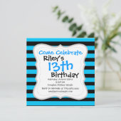 Blauwgroen blauw Turquoise en wit Stripes Patroon Kaart (Staand voorkant)