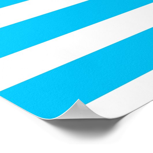 Blauwgroen blauw Turquoise en wit Stripes Patroon Poster (Hoek)