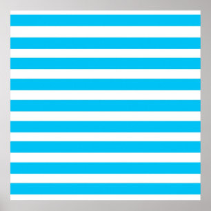 Blauwgroen blauw Turquoise en wit Stripes Patroon Poster