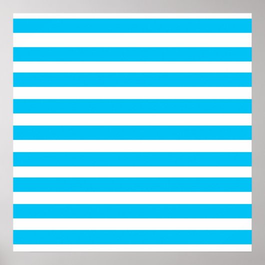 Blauwgroen blauw Turquoise en wit Stripes Patroon Poster (Voorkant)