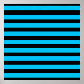 Blauwgroen blauw Turquoise en wit Stripes Patroon Poster (Voorkant)