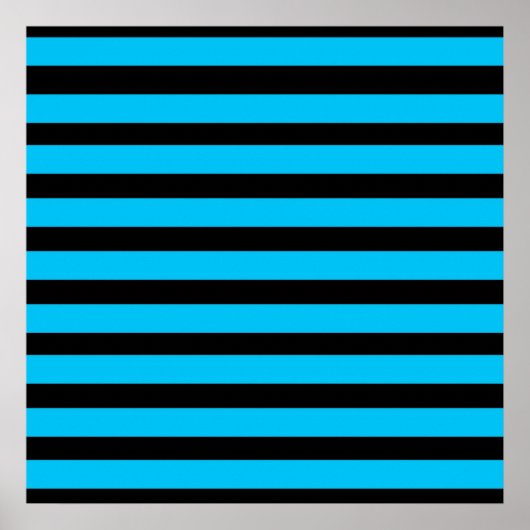 Blauwgroen blauw Turquoise en wit Stripes Patroon Poster (Voorkant)