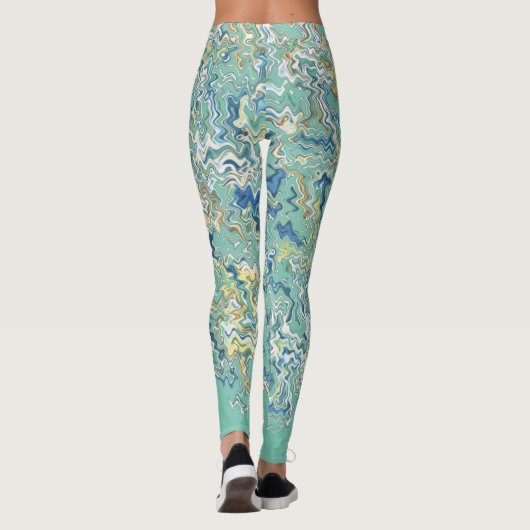 Blauwgroen blauw Turquoise Green Chic Unique Patte Leggings (Achterkant)