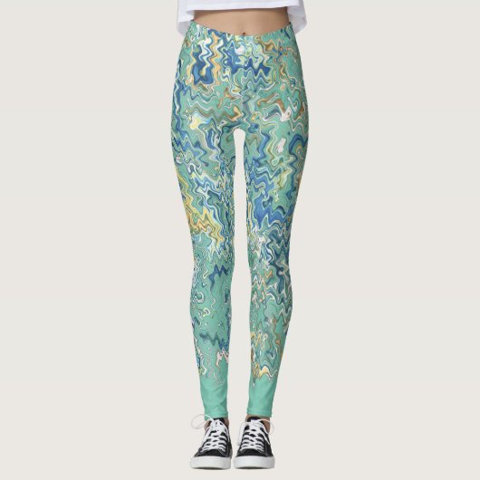 Blauwgroen blauw Turquoise Green Chic Unique Patte Leggings (Voorkant)