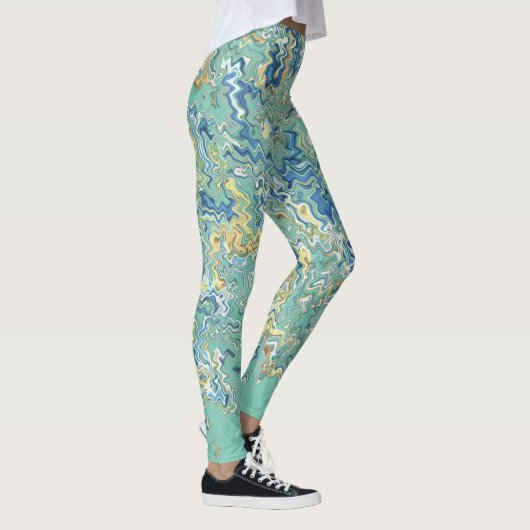 Blauwgroen blauw Turquoise Green Chic Unique Patte Leggings (Rechts)