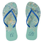 Blauwgroen blauw Turquoise Groene Grafische Uniek Teenslippers (Voetbed)