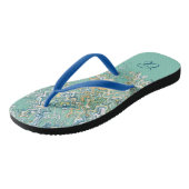 Blauwgroen blauw Turquoise Groene Grafische Uniek  Teenslippers (Schuin)