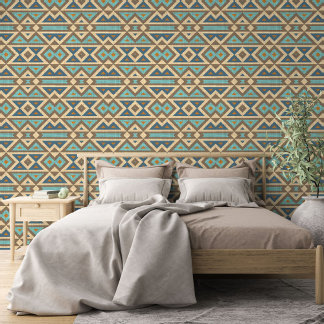 Blauwgroen Blauw Turquoise Sinaasappel Bruine Trib Behang