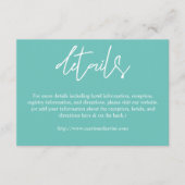 Blauwgroen blauw Typografie-script - Gegevens Informatiekaartje (Voorkant)