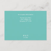 Blauwgroen blauw Typografie-script - Gegevens Informatiekaartje (Achterkant)