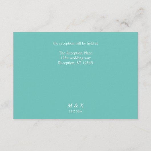 Blauwgroen blauw Typografie-script - Gegevens Informatiekaartje (Achterkant)