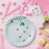 blauwgroen blauw vallende bladeren botanisch papieren bordje (Feest)