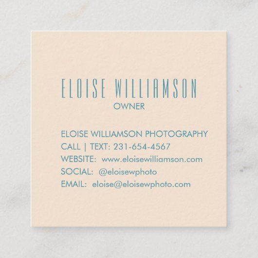 Blauwgroen blauw van hedendaags Trendy Chic Bold T Vierkante Visitekaartje (Achterkant)