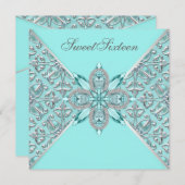 Blauwgroen Blauw Verjaardagsfeest Kaart (Voorkant / Achterkant)