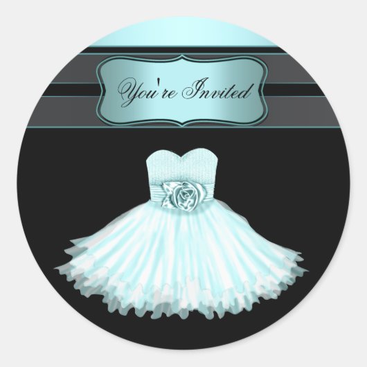 Blauwgroen Blauw Verjaardagsfeest Stickers (Voorkant)